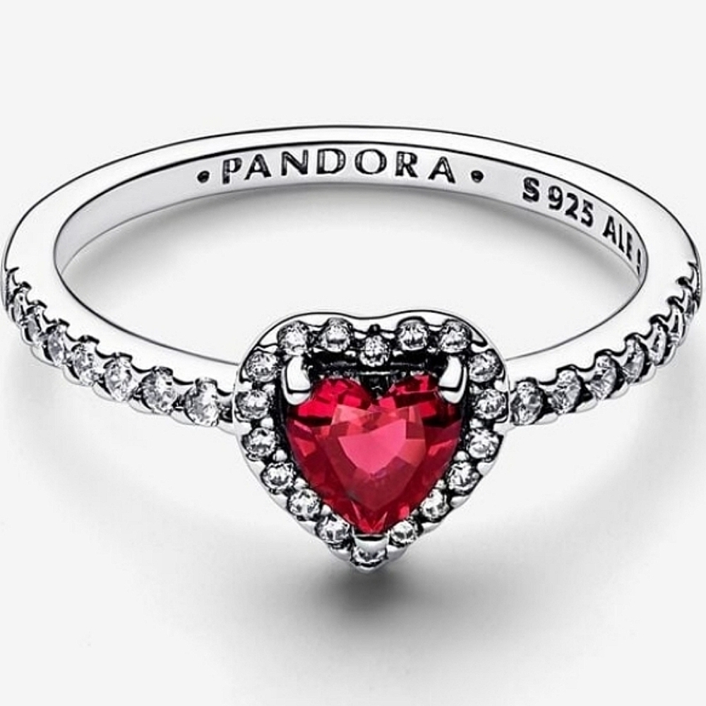 Authentic New Pandora Elevated Red Heart Ring S92… - image 3